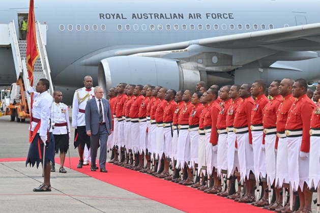 ANTHONY ALBANESE PRECOP MEETING, Australia™s Prime Minister Anthony Albanese arrives in Fiji ahead of the Pre-Cop31 meeting in Fiji, Monday, October 5, 2026. ( NO ARCHIVING NADI Fiji  Copyright: xMICKxTSIKASx 20261005178525553697