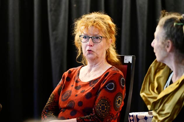 Dagmar Zehnel at the roundtable discussion Ost West Kunstgespräche in the Salon Format—a tribute to Ida Dehmel at the Literaturhaus Alte Synagoge in Görlitz, October 4, 2026 Foto:xM.xWehnertx xFuturexImagex rueber_6017