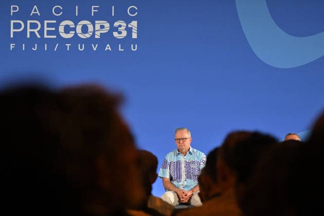 ANTHONY ALBANESE PRECOP MEETING, Australia™s Prime Minister Anthony Albanese during a traditional welcome ceremony during the Pre-Cop31 meeting in Fiji, Monday, October 5, 2026. ( NO ARCHIVING NADI Fiji  Copyright: xMICKxTSIKASx 20261005112027840564