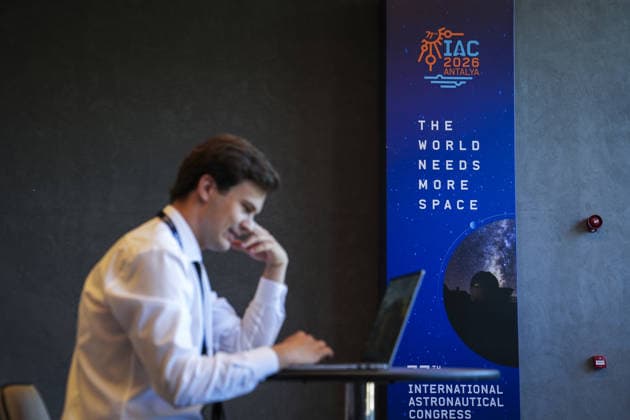 World’s largest annual gathering dedicated to space opens in Turkiye’s Antalya ANTALYA, TURKIYE - OCTOBER 05: Attendees gather as the 77th International Astronautical Congress (IAC) kicks off with opening-day events at the NEST Convention Center in Antalya, Turkiye on October 05, 2026. Organized by the International Astronautical Federation (IAF), coordinated by the Turkish Ministry of Industry and Technology, and co-hosted by the Turkish Space Agency (TUA) and SAHA Istanbul, the global summit convenes international space professionals to address critical developments in space exploration and technology. Beyza Comert Anadolu Antalya Turkey. Editorial use only. Please get in touch for any other usage.  Copyright: x2026xAnadoluxBeyzaxComertx