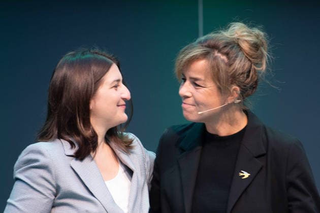 Mona NEUBAUR (right) intends to lead her party as the top candidate in the 2027 state election in North Rhine-Westphalia; pictured here with Yazgülü ZEYBEK, state chair of Alliance 90 The Greens in North Rhine-Westphalia, Mona NEUBAUR, Alliance 90