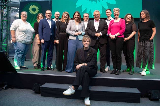 Mona NEUBAUR, running at the top of the ticket, aims to lead her party as the lead candidate in the 2027 state election in North Rhine-Westphalia; pictured here with the leadership of Alliance 90 The Greens in North Rhine-Westphalia, Mona NEUBAUR, Alliance 90 The Greens, Minister