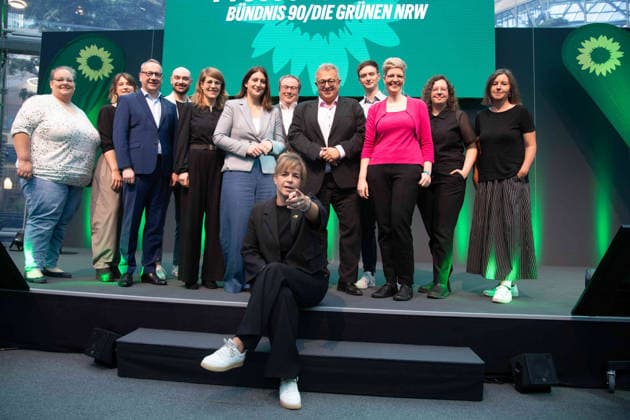 Mona NEUBAUR, running at the top of the ticket, aims to lead her party as the lead candidate in the 2027 state election in North Rhine-Westphalia; pictured here with the leadership of Alliance 90 The Greens in North Rhine-Westphalia, Mona NEUBAUR, Alliance 90 The Greens, Minister