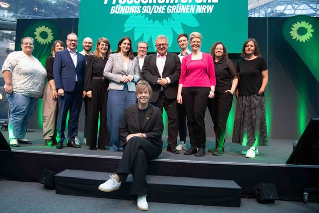 Mona NEUBAUR, running at the top of the ticket, aims to lead her party as the lead candidate in the 2027 state election in North Rhine-Westphalia; pictured here with the leadership of Alliance 90 The Greens in North Rhine-Westphalia, Mona NEUBAUR, Alliance 90 The Greens, Minister