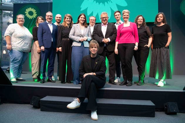 Mona NEUBAUR, running at the top of the ticket, aims to lead her party as the lead candidate in the 2027 state election in North Rhine-Westphalia; pictured here with the leadership of Alliance 90 The Greens in North Rhine-Westphalia, Mona NEUBAUR, Alliance 90 The Greens, Minister