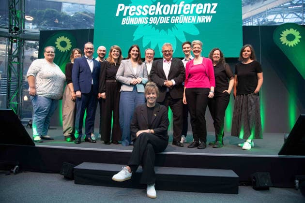 Mona NEUBAUR, running at the top of the ticket, aims to lead her party as the lead candidate in the 2027 state election in North Rhine-Westphalia; pictured here with the leadership of Alliance 90 The Greens in North Rhine-Westphalia, Mona NEUBAUR, Alliance 90 The Greens, Minister