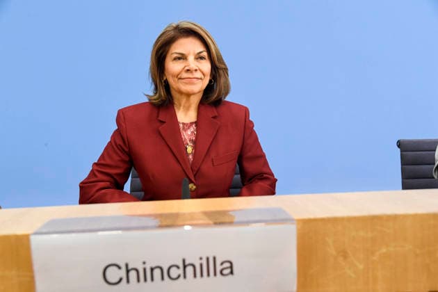 ABB BPK with Laura Chinchilla Miranda, President of Costa Rica and Co-Chair of the ENSK, at a press conference on the composition and priority issues of the North-South Commission on Development Policy at the BPK Federal Press Conference in Berlin on October 5, 2026, Berlin, Germany
