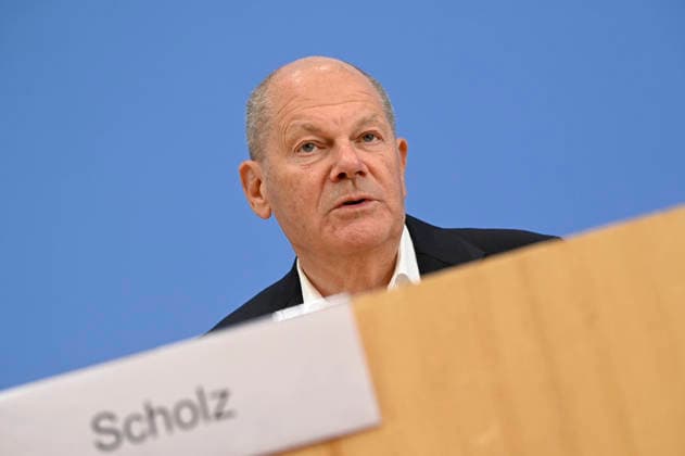 ABB Federal Press Conference (BPK) with Olaf Scholz, Former Federal Chancellor and Co-Chair of the ENSK Topic: Introduction to the North-South Commission on Development Policy (ENSK) Press conference on the composition and priority issues of the North-South Commission on Development Policy at the Federal Press Conference (BPK) in Berlin on October 5, 2026, Berlin, Germany