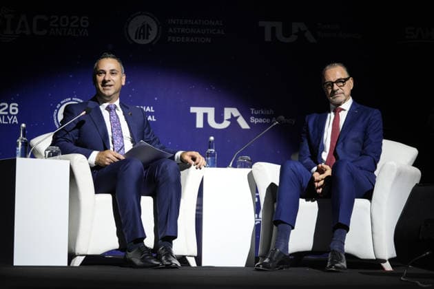 Space agency heads convene for a special session as part of IAC in Antalya ANTALYA, TURKIYE - OCTOBER 5: European Space Agency (ESA) Director General Josef Aschbacher (R), delivers a speech during the Space Agency Heads session held as part of the 77th International Astronautical Congress (IAC) at the NEST Congress Center in Antalya, Turkiye, on October 5, 2026. The congress is organized by the International Astronautical Federation (IAF), coordinated by the Turkish Ministry of Industry and Technology, and co-hosted by the Turkish Space Agency (TUA) and SAHA Istanbul. Osmancan Gurdogan Anadolu Antalya Turkey. Editorial use only. Please get in touch for any other usage.  Copyright: x2026xAnadoluxOsmancanxGurdoganx