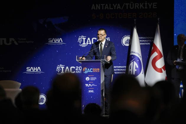 Space agency heads convene for a special session as part of IAC in Antalya ANTALYA, TURKIYE - OCTOBER 5: President of the Turkish Space Agency (TUA) Yusuf Kirac, delivers a speech during the Space Agency Heads session held as part of the 77th International Astronautical Congress (IAC) at the NEST Congress Center in Antalya, Turkiye, on October 5, 2026. The congress is organized by the International Astronautical Federation (IAF), coordinated by the Turkish Ministry of Industry and Technology, and co-hosted by the Turkish Space Agency (TUA) and SAHA Istanbul. Osmancan Gurdogan Anadolu Antalya Turkey. Editorial use only. Please get in touch for any other usage.  Copyright: x2026xAnadoluxOsmancanxGurdoganx