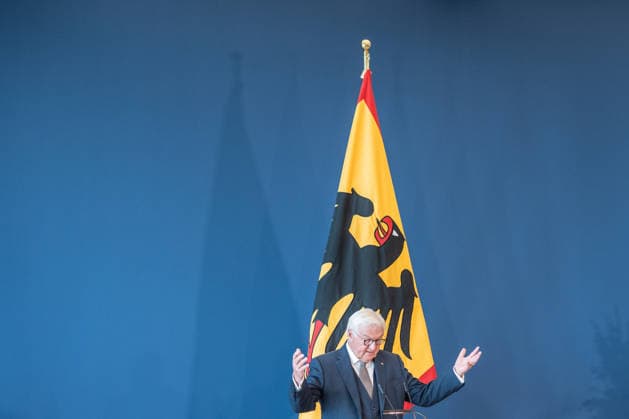 Federal President Frank Walter Steinmeier awards the Order of Merit of the Federal Republic of Germany to 21 citizens on German Unity Day Federal President awards the Order of Merit of the Federal Republic of Germany on German Unity Day, Berlin, Germany; official residence at the Spreebogen