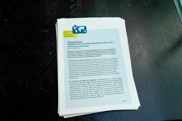 ABB BPK Press Release in print form: Paper Topic: Presentation of the North-South Commission on Development Policy (ENSK) at a press conference on the composition and priority issues of the North-South Commission on Development Policy at the BPK Federal Press Conference in Berlin on October 5, 2026, Berlin, Germany