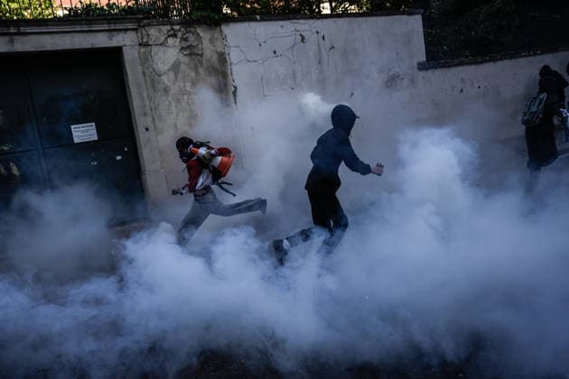 Student protests continue across France as up to 500 high schools close NANCY, FRANCE - OCTOBER 5: Tear gas is thrown during protest against current education conditions disrupt classes across the country in Nancy, France on October 5, 2026. Demonstrators pushed for expanded resources, improved school maintenance, smaller class sizes, and strategies to tackle staffing shortages. The countrywide action disrupted learning at roughly 400 to 500 high schools, which experienced full or partial class suspensions. Muhammed Said Tako Anadolu Nancy France. Editorial use only. Please get in touch for any other usage.  Copyright: x2026xAnadoluxMuhammedxSaidxTakox