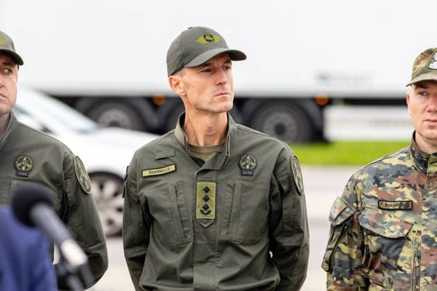 The meeting between Martynas Katelynas and Marcin Kierwinski at the Budzisko border checkpoint on October 5, 2026, in Budzisko  Copyright: xTeodorasxBiliÅ«nas BNSx