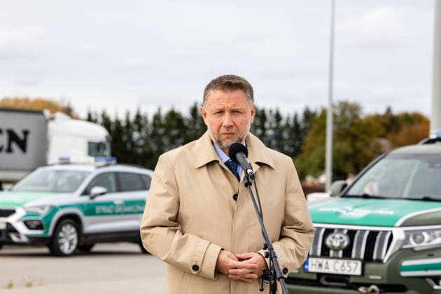 The meeting between Martynas Katelynas and Marcin Kierwinski at the Budzisko Border Control Point on October 5, 2026, in Budzisko  Copyright: xTeodorasxBiliÅ«nas BNSx