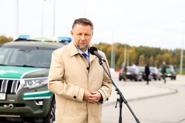 The meeting between Martynas Katelynas and Marcin Kierwinski at the Budzisko Border Control Point on October 5, 2026, in Budzisko  Copyright: xTeodorasxBiliÅ«nas BNSx
