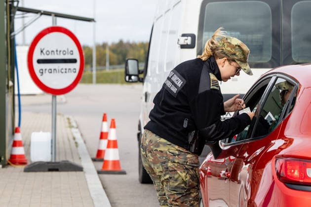 The meeting between Martynas Katelynas and Marcin Kierwinski at the Budzisko Border Control Point on October 5, 2026, in Budzisko  Copyright: xTeodorasxBiliÅ«nas BNSx
