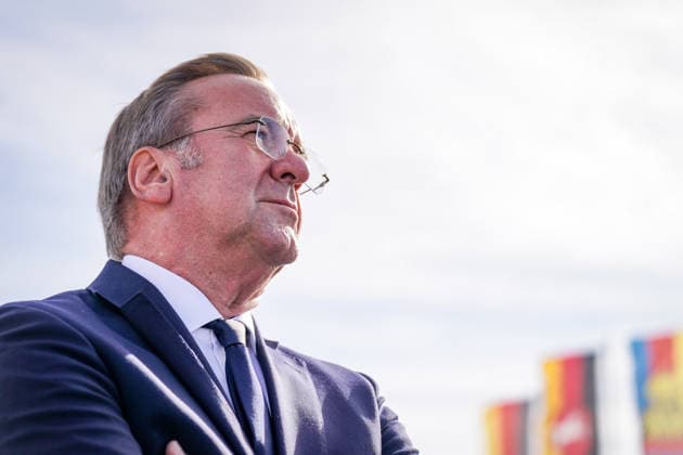 Germany, Emden: Federal Minister of Defense Boris Pistorius (SPD) gazes into the distance as he takes his leave following the press conference on the decision regarding the new naval port at Rysumer Nacken. Portrait, Profile, Boris Pistorius, Minister of Defense, Bundeswehr, German Navy, naval port, naval base, Rysumer Nacken, Emden, Lower Saxony, site Copyright: xJOERANxSTEINSIEKx