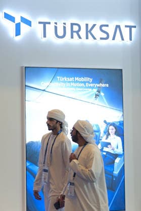 CABSAT 2026 exhibition in Dubai DUBAI, UNITED ARAB EMIRATES - OCTOBER 5: Products of TURKSAT, Turkiye s first domestic and national communication satellite, are displayed during CABSAT 2026, the Middle East and Africa s largest digital broadcast, media, and satellite exhibition, at the Dubai Exhibition Centre (DEC) in Dubai, United Arab Emirates on October 5, 2026. Hassan al Raisi Anadolu Dubai United Arab Emirates. Editorial use only. Please get in touch for any other usage.  Copyright: x2026xAnadoluxHassanxalxRaisix