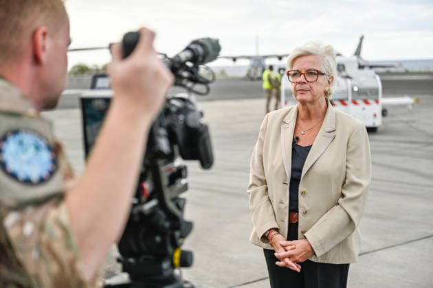 Catherine Vautrin visited Réunion on Monday as part of the Pegase 2026 mission at Air Base 181 at Roland Garros Airport in Sainte-Marie. the Minister of the Armed Forces and Veterans Affairs emphasized cooperation with countries in the region. She participated in an in-flight refueling of a Rafale from aboard a military Airbus. Catherine Vautrin visited Réunion on Monday as part of the Pegase 2026 mission. At Air Base 181 at Roland Garros Airport in Sainte Marie, the Minister of the Armed Forces and Veterans Affairs emphasized cooperation with countries in the region. She participated in an in-flight refueling of a Rafale from aboard a military Airbus. 460220 2026 10 05  Copyright: xPierrexMarchalx xAnakaoPressx xStarfacex STAR_460220_025