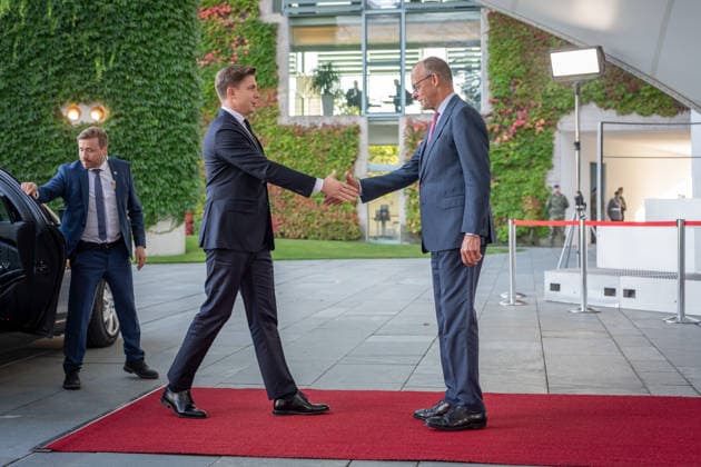 Chancellery, Visit, Prime Minister, Lithuania, Mindaugas Sinkevicius, Berlin, Chancellery, Welcome, Prime Minister, Lithuania, Mindaugas Sinkevicius, Friedrich Merz, Federal Chancellor, Berlin, Berlin, GER