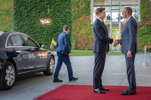 Chancellery, Visit, Prime Minister, Lithuania, Mindaugas Sinkevicius, Berlin, Chancellery, Welcome, Prime Minister, Lithuania, Mindaugas Sinkevicius, Friedrich Merz, Federal Chancellor, Berlin, Berlin, GER