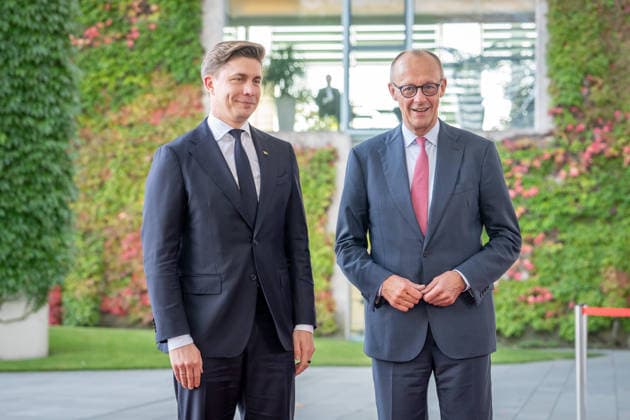 Chancellery, Visit, Prime Minister, Lithuania, Mindaugas Sinkevicius, Berlin, Chancellery, Welcome, Prime Minister, Lithuania, Mindaugas Sinkevicius, Friedrich Merz, Federal Chancellor, Berlin, Berlin, GER