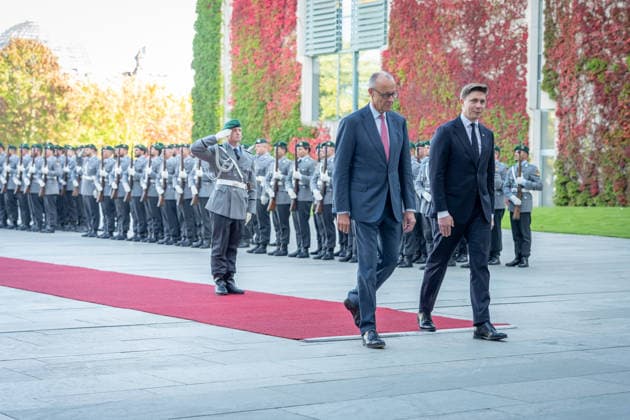 Chancellery, Visit, Prime Minister, Lithuania, Mindaugas Sinkevicius, Berlin, Chancellery, Welcome, Prime Minister, Lithuania, Mindaugas Sinkevicius, Friedrich Merz, Federal Chancellor, Berlin, Berlin, GER