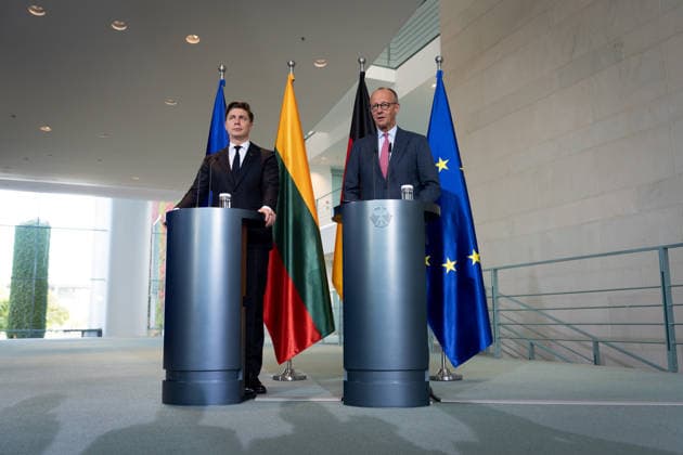 Chancellery, Visit, Prime Minister, Lithuania, Mindaugas Sinkevicius, Berlin, Chancellery, Prime Minister, Lithuania, Mindaugas Sinkevicius, Friedrich Merz, Federal Chancellor, Berlin, Berlin, GER