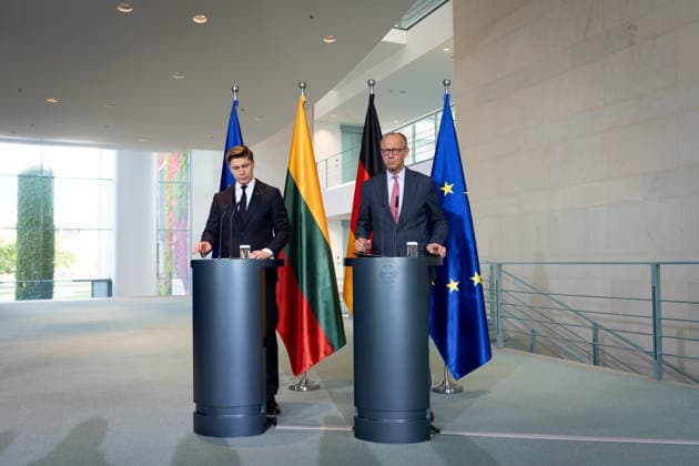 Chancellery, Visit, Prime Minister, Lithuania, Mindaugas Sinkevicius, Berlin, Chancellery, Prime Minister, Lithuania, Mindaugas Sinkevicius, Friedrich Merz, Federal Chancellor, Berlin, Berlin, GER