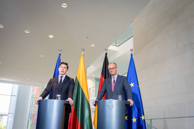 Chancellery, Visit, Prime Minister, Lithuania, Mindaugas Sinkevicius, Berlin, Chancellery, Prime Minister, Lithuania, Mindaugas Sinkevicius, Friedrich Merz, Federal Chancellor, Berlin, Berlin, GER
