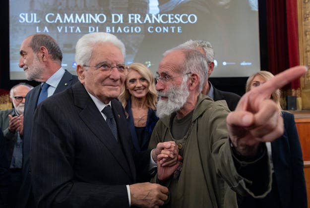 October 5, 2026, Palermo, Rome, Italy: President Sergio Mattarella with Don Pino Vitrano, President of the Mission of Hope and Charity, at the preview screening of the film On the Path of Francis - The Life of Biagio Conte, Palermo, October 5, 2026. Palermo Italy  - ZUMAa289 20261005_zia_a289_197 Copyright: xGiandottixUffxStampax xAgfx