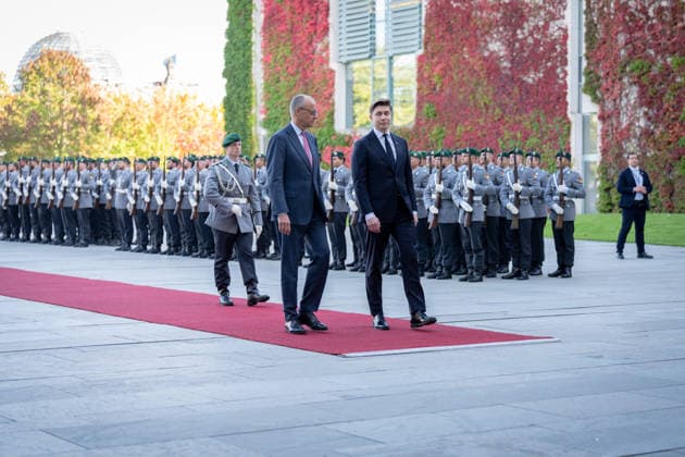 Chancellery, Visit, Prime Minister, Lithuania, Mindaugas Sinkevicius, Berlin, Chancellery, Prime Minister, Lithuania, Mindaugas Sinkevicius, Military Honors, Friedrich Merz, Federal Chancellor, Berlin, Berlin, GER