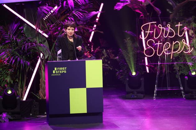 FIRST STEPS 2026 Götz George Young Talent Award Winner Georgia Rushton in EGGSHELLS on stage at the FIRST STEPS 2026 awards ceremony at the Theater des Westens in Berlin Copyright: xEventpressxFuhrx