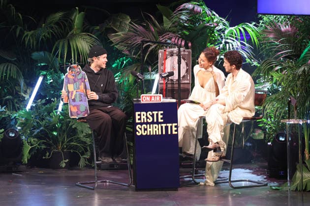FIRST STEPS 2026: Hosts Malaya and Maximilian, and Hans Block’s laudatory speech for the documentary film award at the FIRST STEPS 2026 awards ceremony on stage at the Theater des Westens in Berlin Copyright: xEventpressxFuhrx