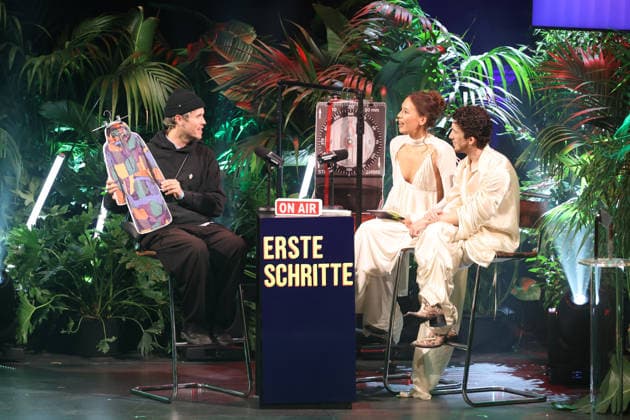 FIRST STEPS 2026: Hosts Malaya and Maximilian, and Hans Block’s laudatory speech for the documentary film award at the FIRST STEPS 2026 awards ceremony on stage at the Theater des Westens in Berlin Copyright: xEventpressxFuhrx