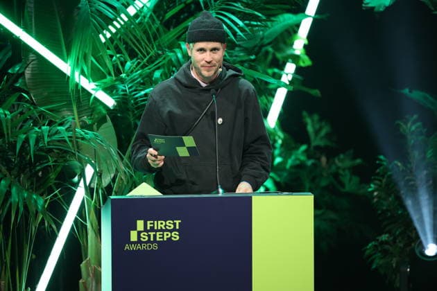 FIRST STEPS 2026 Documentary Film: Hans Block s Acceptance Speech at the FIRST STEPS 2026 Awards Ceremony on Stage at the Theater des Westens in Berlin Copyright: xEventpressxFuhrx