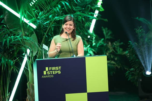 FIRST STEPS 2026 Documentary Film Winner: *WAS AN EMPFINDSAMKEIT BLEIBT* by Daniela Magnani HuÌˆller. Award ceremony on stage at the FIRST STEPS 2026 awards ceremony at the Theater des Westens in Berlin Copyright: xEventpressxFuhrx