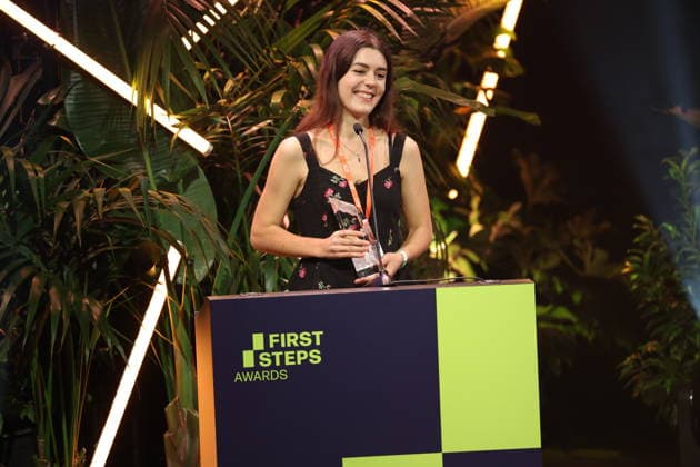 FIRST STEPS 2026 Big Audience Award-winning book *OPERATION OBERLAND* by Patricia SchuÌˆtz; award presentation on stage at the FIRST STEPS 2026 awards ceremony at the Theater des Westens in Berlin Copyright: xEventpressxFuhrx