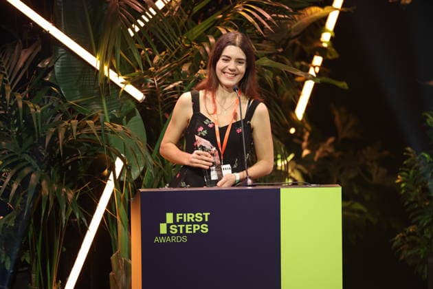 FIRST STEPS 2026 Big Audience Award-winning book *OPERATION OBERLAND* by Patricia SchuÌˆtz; award presentation on stage at the FIRST STEPS 2026 awards ceremony at the Theater des Westens in Berlin Copyright: xEventpressxFuhrx