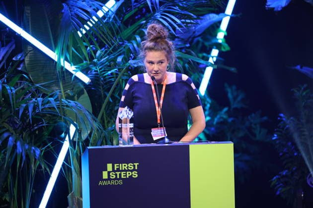 FIRST STEPS 2026 Michael Ballhaus Award-winning film RUN ME WILD, cinematography by Lea Dähne Award ceremony on stage at the FIRST STEPS 2026 awards ceremony at the Theater des Westens in Berlin Copyright: xEventpressxFuhrx