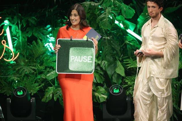 FIRST STEPS 2026: Hosts Malaya and Maximilian; Screenplay Laudation by Leila Hamid; Award Ceremony on Stage at the FIRST STEPS 2026 Awards at the Theater des Westens in Berlin Copyright: xEventpressxFuhrx