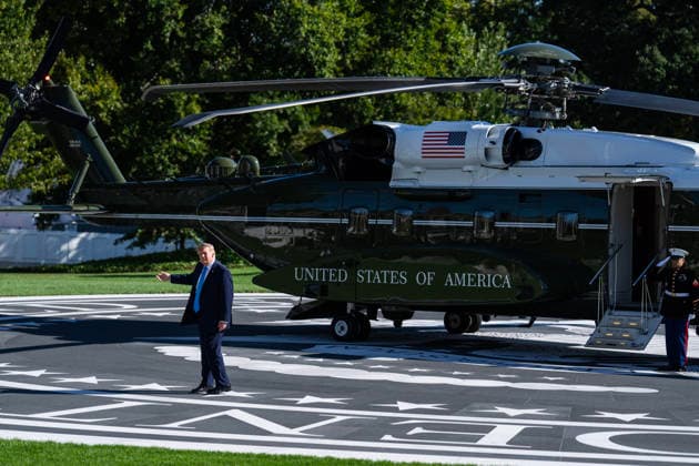 White House Departure 10 05 26 UNITED STATES - OCTOBER 5: President Donald Trump speaks with reporters on the South Lawn of the White House before boarding Marine One en route to Nebraska on Monday, October 5, 2026. (Tom Williams CQ Roll Call) Washington DC United States EDITORIAL USE ONLY Copyright: x2026xCQ-RollxCall,xInc.x TomxWilliamsx rollcallpix173143