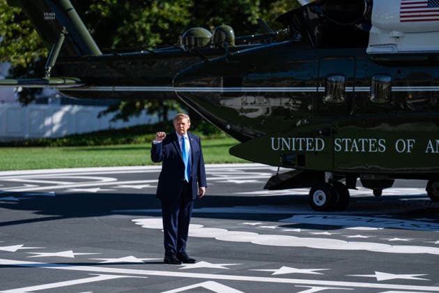 White House Departure 10 05 26 UNITED STATES - OCTOBER 5: President Donald Trump speaks with reporters on the South Lawn of the White House before boarding Marine One en route to Nebraska on Monday, October 5, 2026. (Tom Williams CQ Roll Call) Washington DC United States EDITORIAL USE ONLY Copyright: x2026xCQ-RollxCall,xInc.x TomxWilliamsx rollcallpix173144