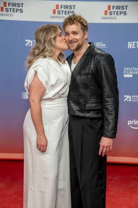 ABB FIRSTSTEPS: Gisa Flake and Knud Riepen walk the red carpet at the 2026 FIRST STEPS Awards ceremony at the Theater des Westens on October 5, 2026, in Berlin, Germany