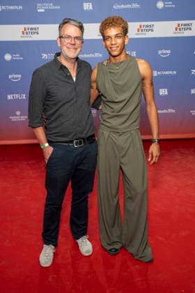 ABB FIRSTSTEPS: Robert Thalheim and Salimou Thiam on the red carpet at the 2026 FIRST STEPS Awards ceremony at the Theater des Westens on October 5, 2026, in Berlin, Germany