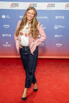 ABB FIRSTSTEPS: Nina Eichinger walks the red carpet at the 2026 FIRST STEPS Awards ceremony at the Theater des Westens on October 5, 2026, in Berlin, Germany