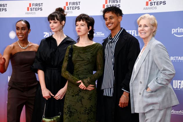 Hadnet Tesfai, Lorena Emmi Mayer, Georgia Rushton, Tommes Diallo, and Marika George at the 27th First Steps Awards ceremony in 2026 at the Theater des Westens in Berlin, October 5, 2026 Foto:xN.xKubelkax xFuturexImagex first_steps_6045