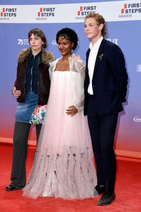 Greta Krämer, Mariama Jobe, and Jona Levin Nicolai at the 27th First Steps Awards ceremony in 2026 at the Theater des Westens in Berlin, October 5, 2026 Foto:xN.xKubelkax xFuturexImagex first_steps_6052