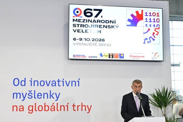 Czech Prime Minister Andrej Babis speaks at opening of the 67th International Engineering Fair, which begins at Vystaviste 1 exhibition grounds in Brno, Czech Republic, on October 6th, 2026. International Fair of Machine Tools and Forming Machines IMT, International Welding Engineering Fair Welding, International Fair of Plastics, Rubber and Composites Plastex, International Fair of Surface Treatment Technologies Profintech and International Foundry Fair Fond-Ex also start. (CTKxPhoto VaclavxSalek) CTKPhotoP2026100602659  CTKPhotoP2026100602659